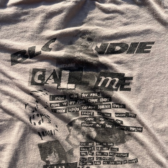 Women's Blondie T-Shirt Beige Spell-0ut XS New Wave 70s New York Debbie Harry - Picture 2 of 14